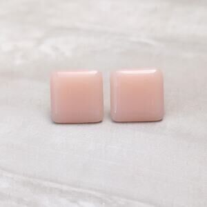 Vintage Avon Clip On Earrings Pink Rounded Square Earrings Stylish Glam